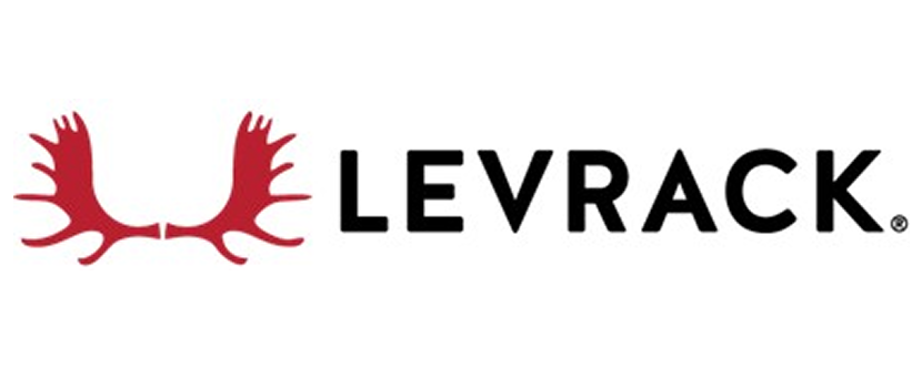 Logo with a red sunburst design and the text 'LEVRA'.