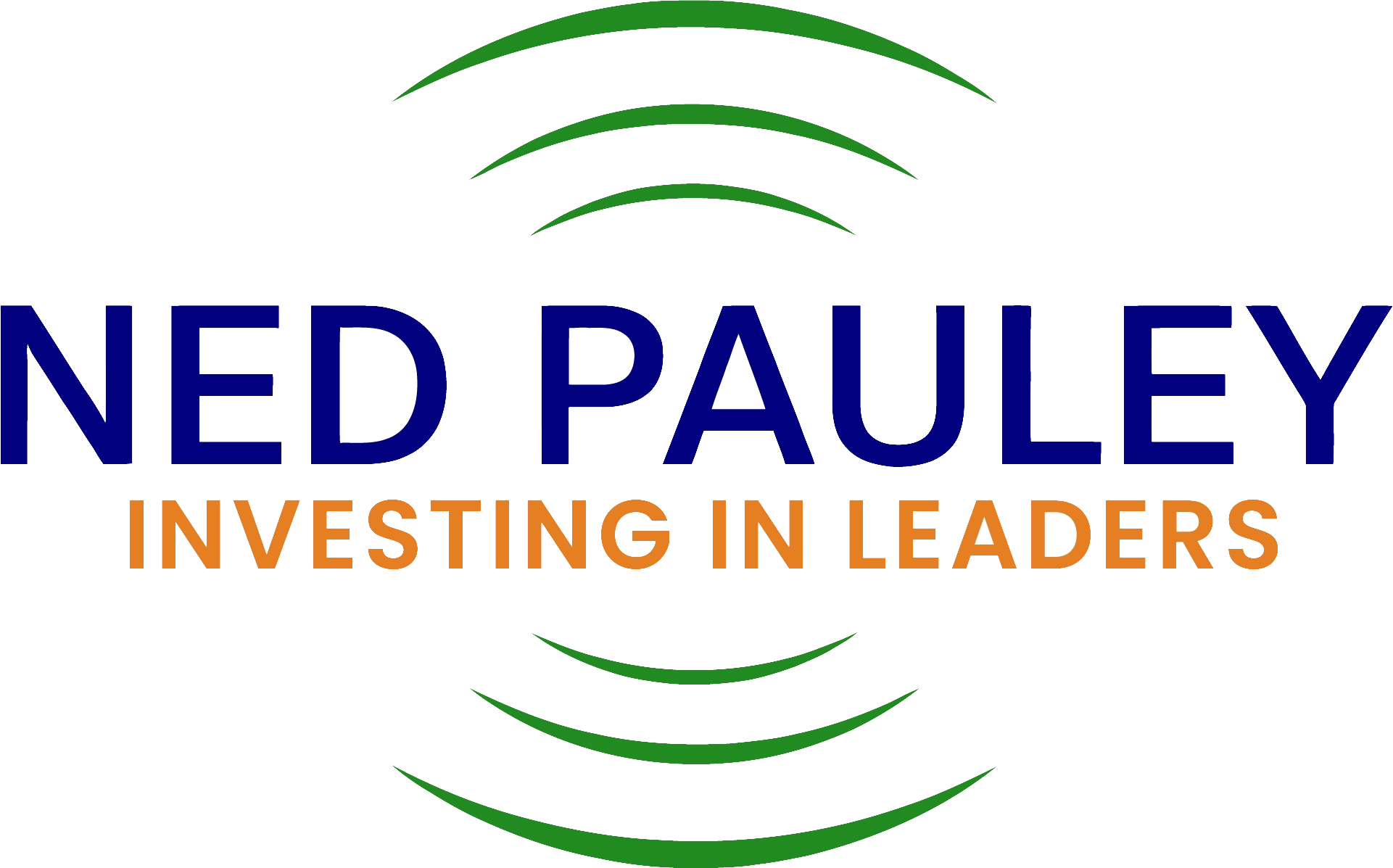 Logo with blue text and green circular design elements.